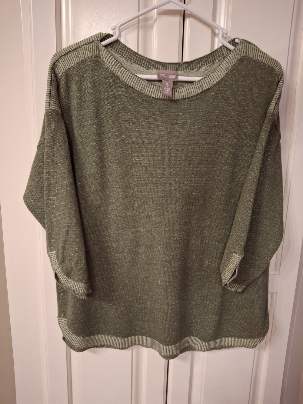 Chico's Sage Green Lightweight Crewneck Sweater
